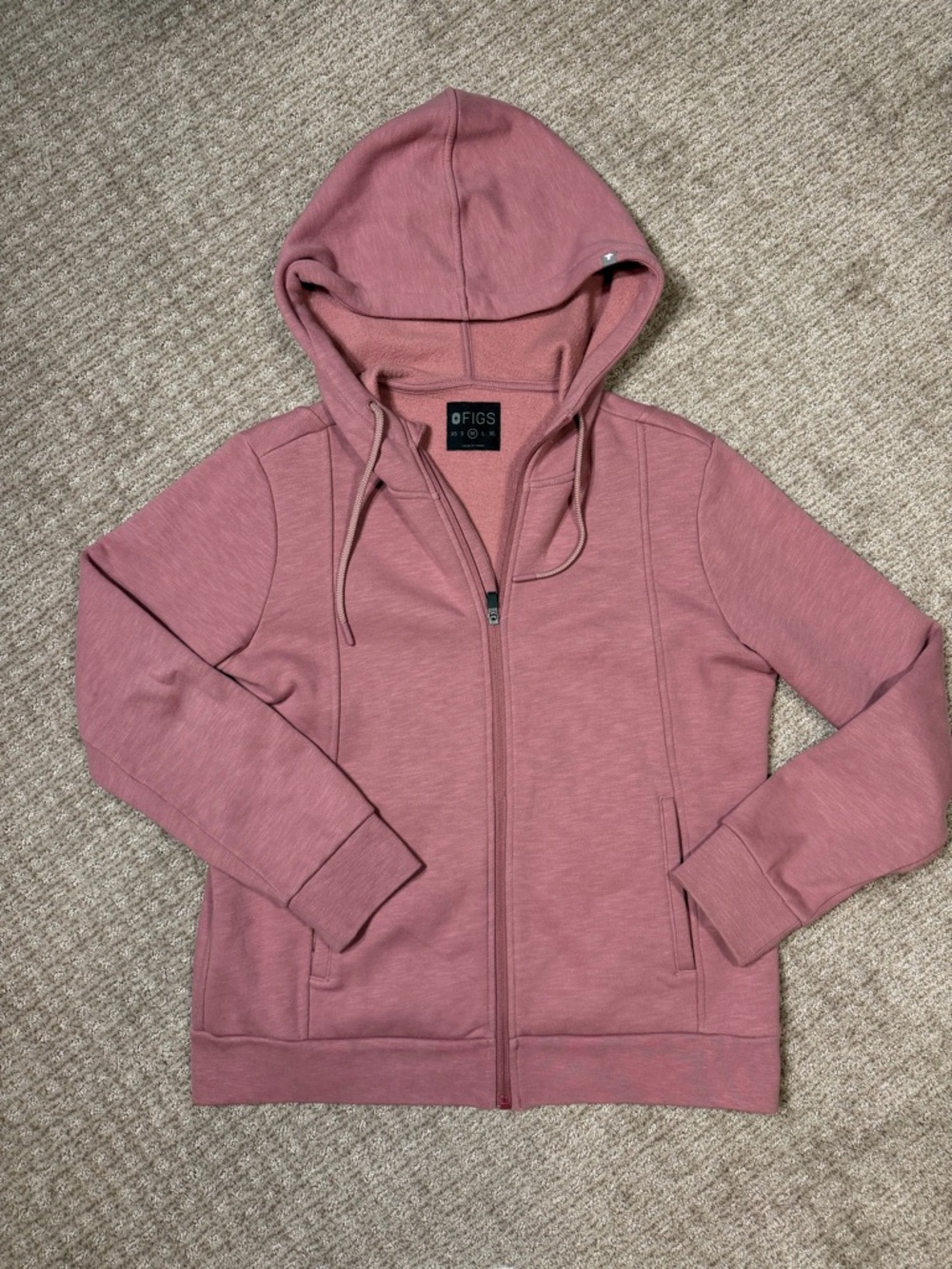 Figs Women’s Dusty Rose Zip Hoodie size medium